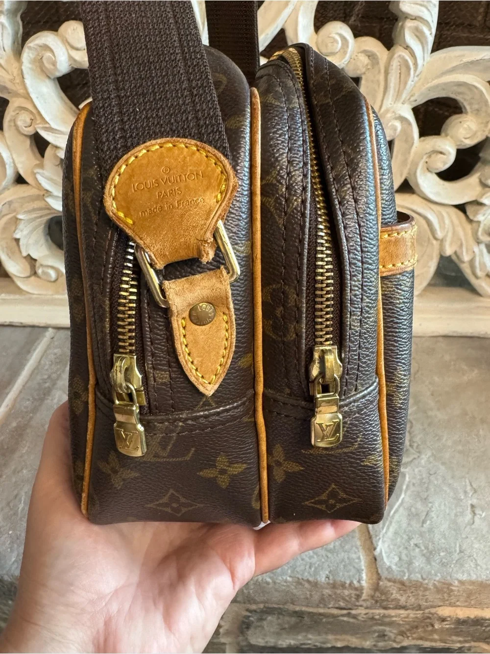 Louis Vuitton Reporter Monogram Canvas Crossbody Bag in Brown and Tan with COA